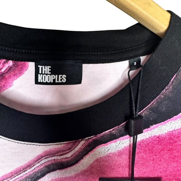 The Kooples Cotton Marble Print T-Shirt Pink & Black Short Sleeve Size‎ Small - Picture 3 of 7